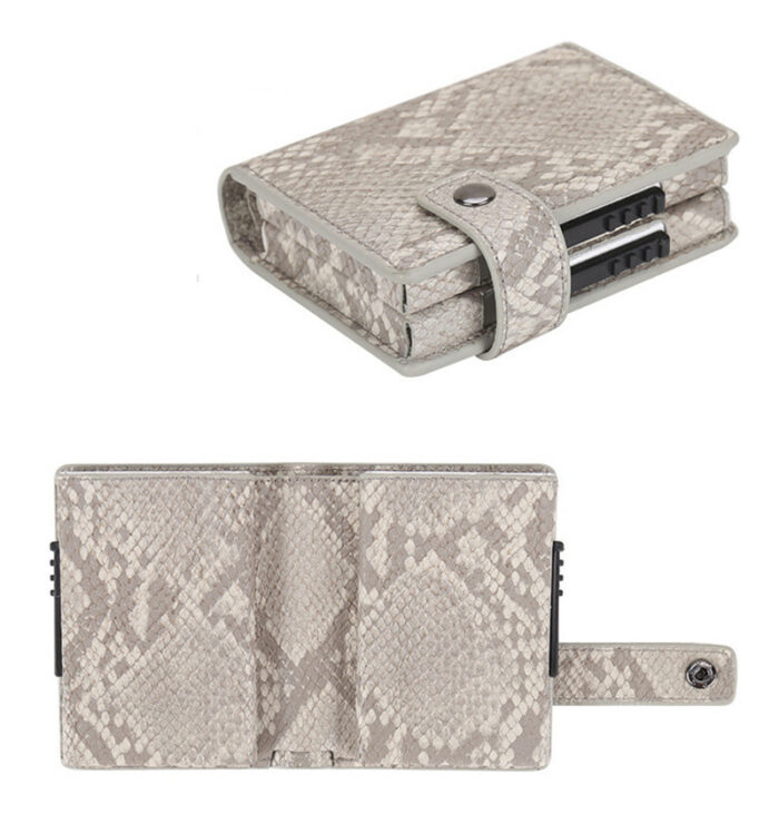 Doppel Metall RFID Schutz Kreditkarte Halter Vintage Karte Hülle Automatische Geld Bargeld Clip Mini Brieftasche Business – Bild 4