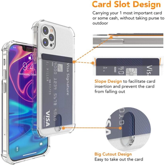 Shockproof Transparent Phone Case For iPhone 12Mini 12 11 Pro Max X XS XR 7 8 Plus SE 2 Soft Silicone Wallet Cover Card Holder – Bild 2