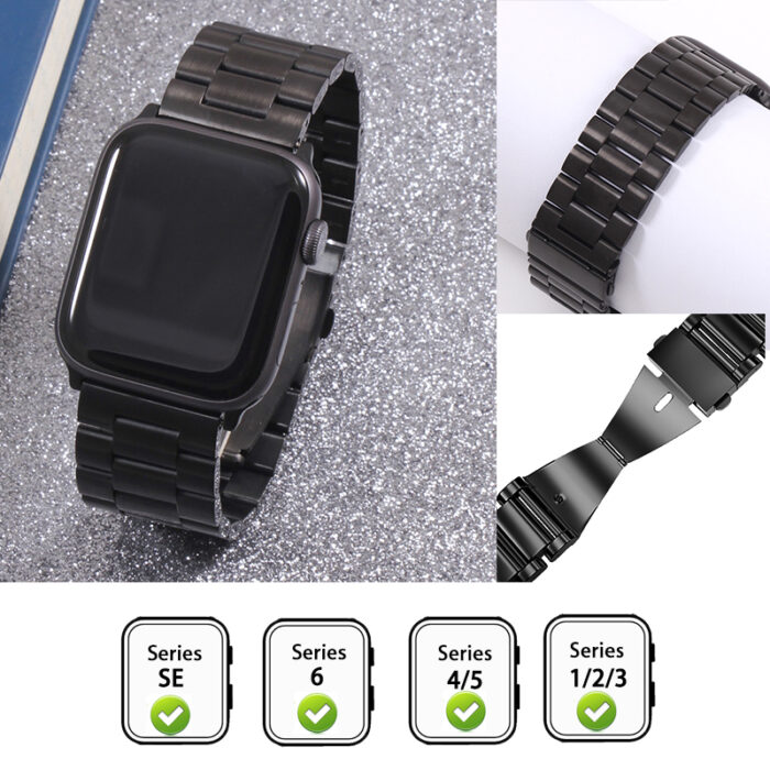 Stainless Steel Metal Watchband Bracelet Oyster Strap for For Apple Watch – Bild 2
