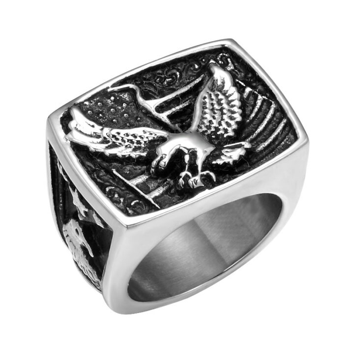 Ring Edelstahl Amerikanischer Adler titanium Stahl Herren Ring Schmuck – Bild 6