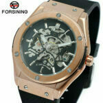 FORSINING Militär Sport Auto Mechanische Uhr Männer silikon Armband Skeleton Herren Uhren – Bild 2