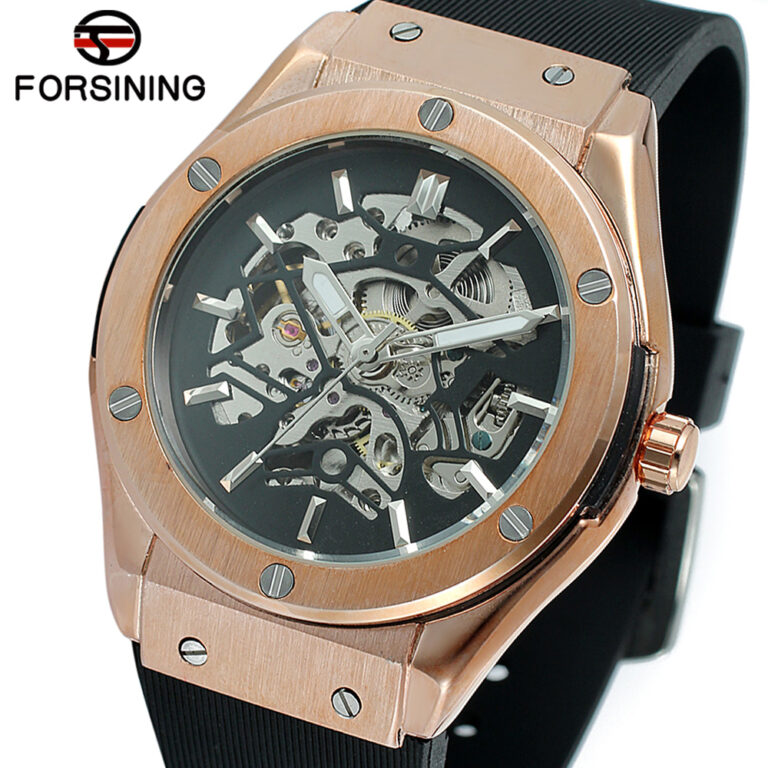 FORSINING Militär Sport Auto Mechanische Uhr Männer silikon Armband Skeleton Herren Uhren – Bild 2