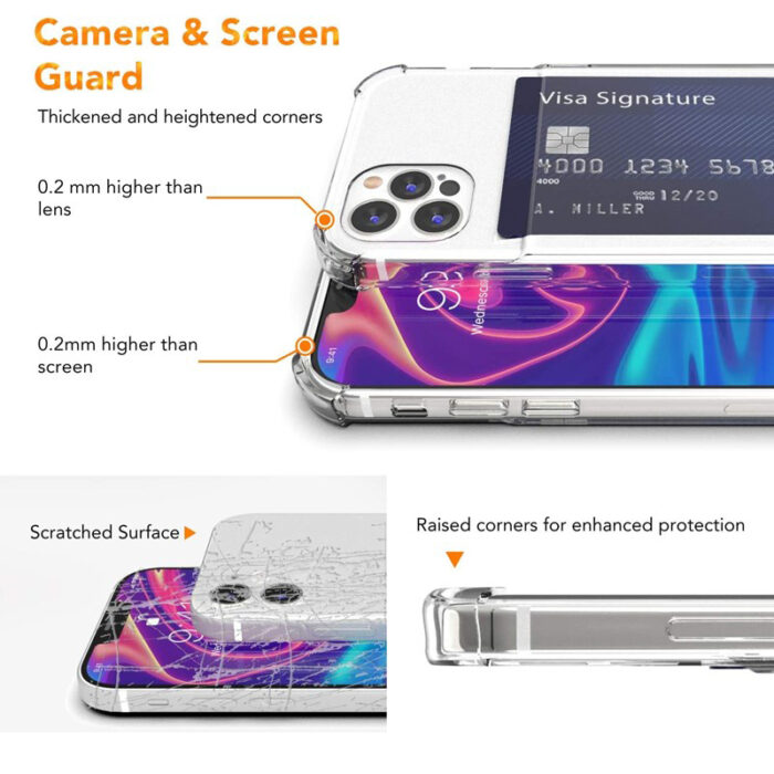 Shockproof Transparent Phone Case For iPhone 12Mini 12 11 Pro Max X XS XR 7 8 Plus SE 2 Soft Silicone Wallet Cover Card Holder – Bild 4