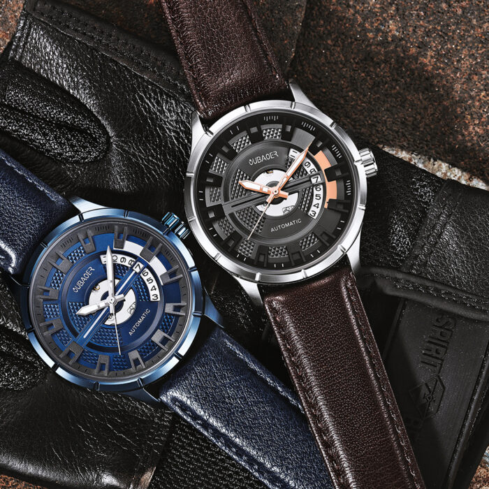 Mechanische Automatik Armbanduhr Uhr Herrenuhren Leder Armband – Bild 6