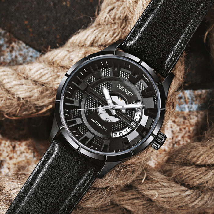 Mechanische Automatik Armbanduhr Uhr Herrenuhren Leder Armband – Bild 5