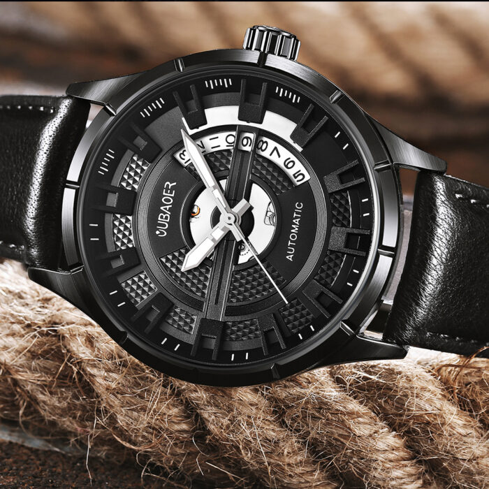 Mechanische Automatik Armbanduhr Uhr Herrenuhren Leder Armband – Bild 2