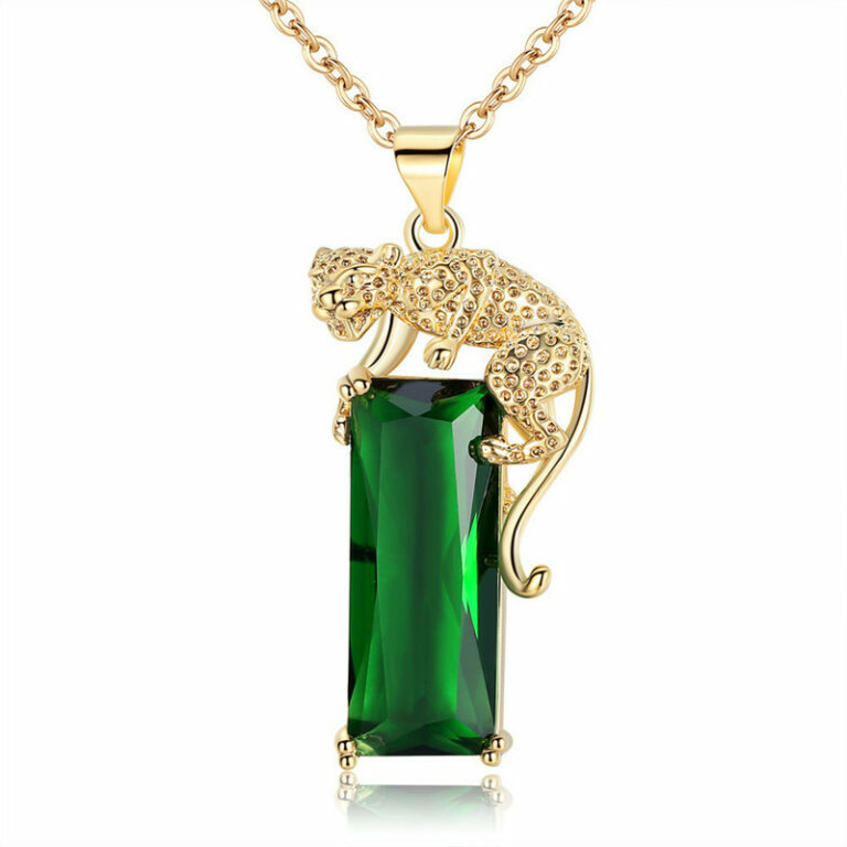 Hc0054acf66e44bf7919616ba83617915S.jpg Halskette Kette Leopard Anhänger Hals Gold Grüner Edelstein Luxus – Bild 6