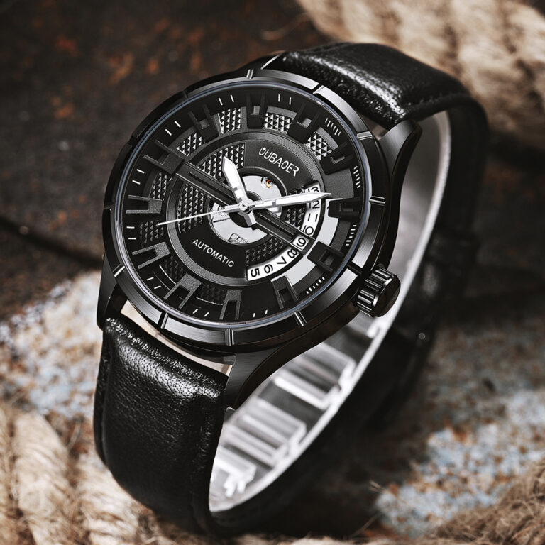 Hebe0f9be4f9d4624b324d3964f71e301k.jpg Mechanische Automatik Armbanduhr Uhr Herrenuhren Leder Armband – Bild 4