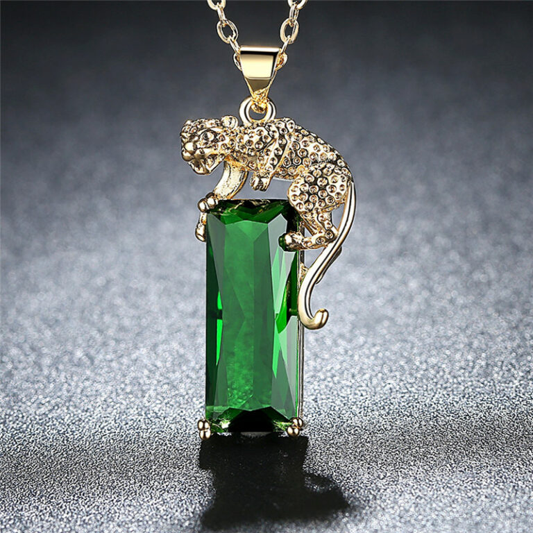 Heee14fd904974519bd9b3620c13f92d7p.jpg Halskette Kette Leopard Anhänger Hals Gold Grüner Edelstein Luxus – Bild 5