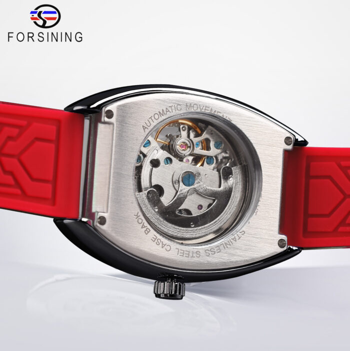 Forsining Mode Mann Luxus Rot Design Wasserdichte Automatische Mechanische Skeleton Uhren Leucht Mit Silikon Strap – Bild 6