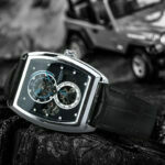 Forsining Militär-Sportuhr für Herren automatisch mechanisch Skelett schwarze Hilfszifferblätter leuchtende Uhr Lederarmband – Bild 5