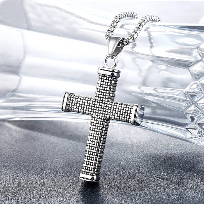 Punk Vintage Large Cross Pendant Unique Stainless Steel Christian Necklace For Men Hip Hop Rock Biker Amulet Jewelry Gift – Bild 3