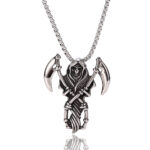 Gothic Fashion Vintage Reaper Scythe Necklace For Men Punk Stainless Steel Grim Reaper Pendant Hip Hop Jewelry Gift Wholesale – Bild 4