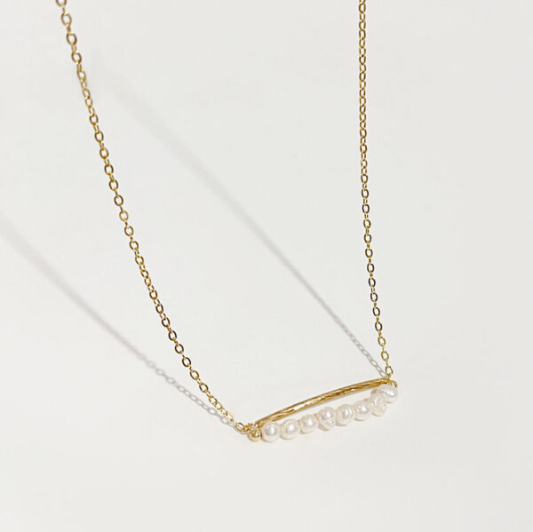 Elegante Perlenkette aus Frischwasserperlen für Frauen - Einfache Minimalistische Goldröhrenperlen Brautjungfernschmuck