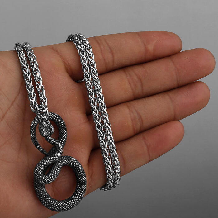 Retro Ferocious Eye Snake King Pendant Unisex Fashion Animal Snake 316L Stainless Steel Pendant Necklace Gift Jewelry Wholesale – Bild 4