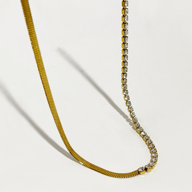 126856910-1.jpg Schlangenkette Tenniskette Halskette für Frauen Gold Edelstahl Schmuck – Bild 1