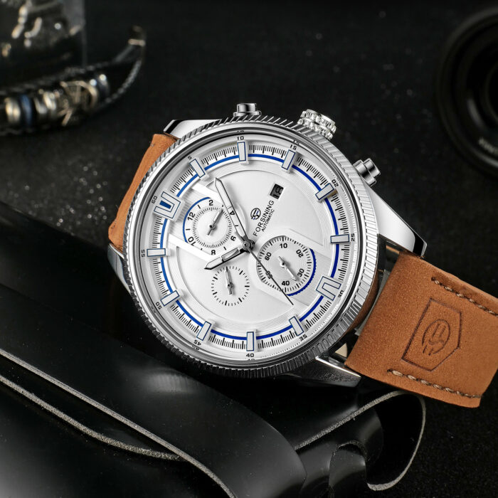 Herrenuhr Automatische Uhr mechanische Armbanduhren Lederband Sportuhr 3 Sub-Zifferblatt Top-Marke – Bild 4