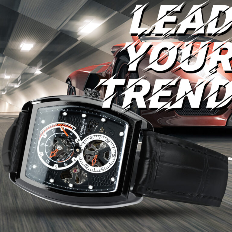 Forsining Militär-Sportuhr für Herren automatisch mechanisch Skelett schwarze Hilfszifferblätter leuchtende Uhr Lederarmband – Bild 2