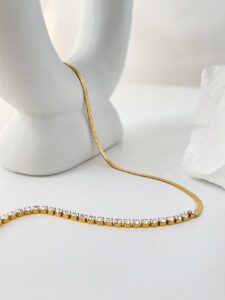 Schlangenkette Tenniskette Halskette für Frauen Gold Edelstahl Schmuck – Bild 3