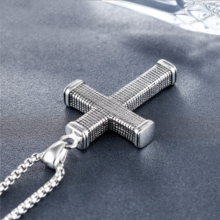 Punk Vintage Large Cross Pendant Unique Stainless Steel Christian Necklace For Men Hip Hop Rock Biker Amulet Jewelry Gift – Bild 4