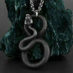 Retro Ferocious Eye Snake King Pendant Unisex Fashion Animal Snake 316L Stainless Steel Pendant Necklace Gift Jewelry Wholesale – Bild 2