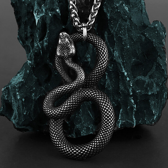 Retro Ferocious Eye Snake King Pendant Unisex Fashion Animal Snake 316L Stainless Steel Pendant Necklace Gift Jewelry Wholesale – Bild 2
