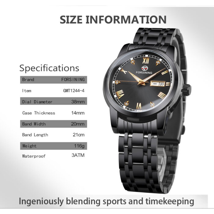 Forsining Fashion Man Transparente Rückseite Mechanisches Design Automatische Uhren Leuchtende Goldene Skala Mit Kalender – Bild 4