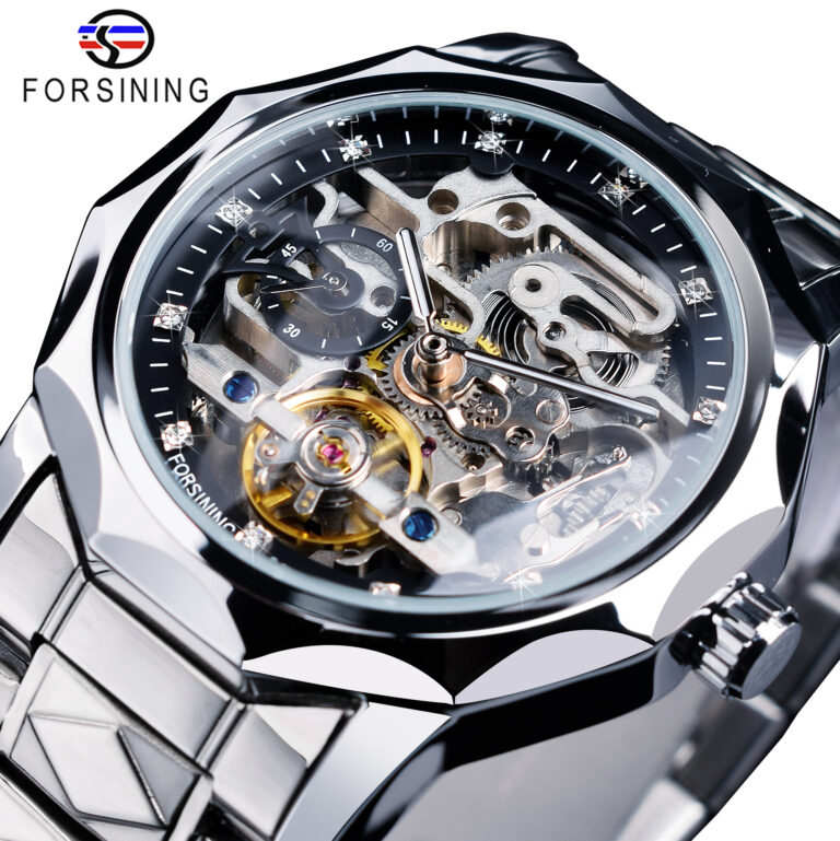 Forsining Skeleton Mechanische Armbanduhr Herren Design Automatikuhr Wasserdicht Business Style Uhren Silber – Bild 1