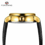 Forsining White Golden Luxury Men Transparent Automatic Wristwatch Waterproof Mechanical Watch Leather Strap Casual Sport Clock – Bild 5