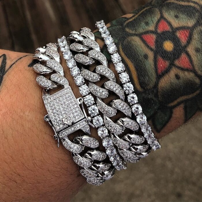 New Fashion Luxury 12mm Iced Out Cuban Link Chain Bracelet for Men Couple Gold Silver Color Bling Rhinestone Bracelet Jewelry – Bild 1