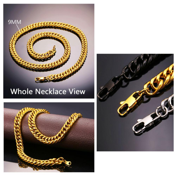 U7 Men Thick Chain Necklace Gold Chain 6/9/13MM Miami Cuban Chain Necklace 14"-30"  Stainless Steel Chunky Necklace N453 – Bild 4