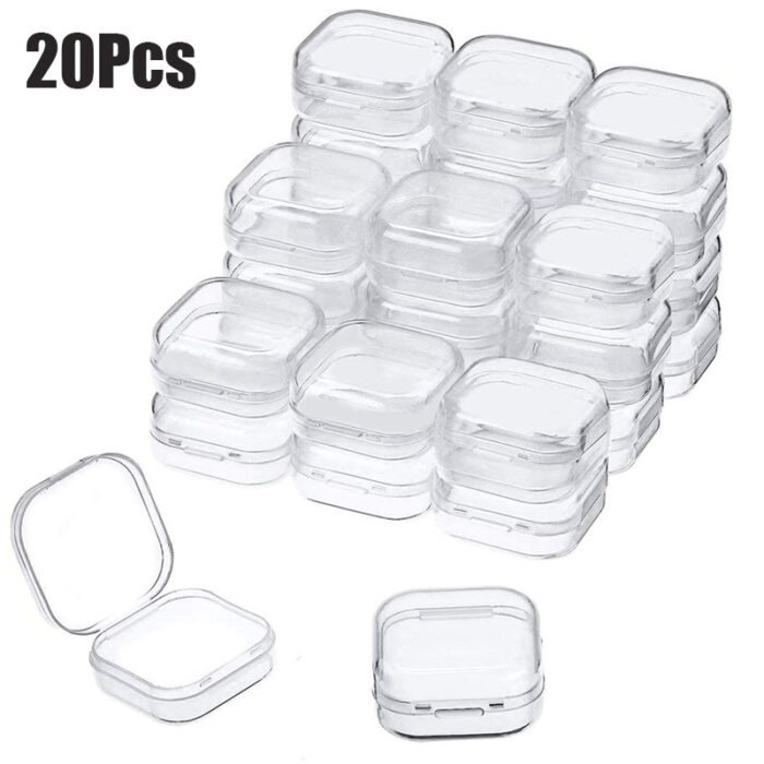 1-20 Stücke Kleine Boxen Quadratische Transparente Kunststoffbox Schmuck Aufbewahrungskoffer Finishing Container Verpackung Aufbewahrungsbox für Ohrringe – Bild 2