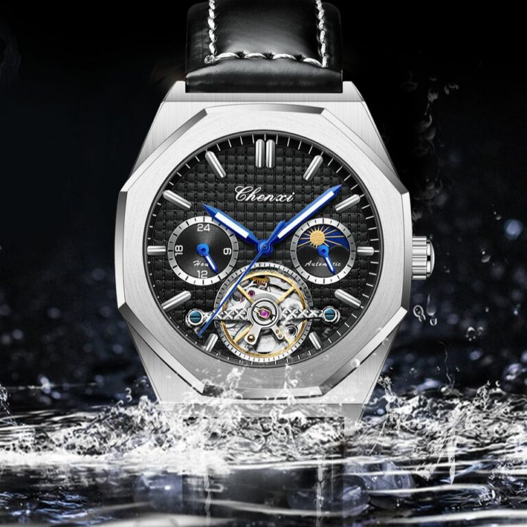 Mechanische Männer Uhr Wasserdicht Leuchtend Automatische Armbanduhr Luxus Leder Herrenuhren - Einzigartiger Stil & Komfort – Bild 3