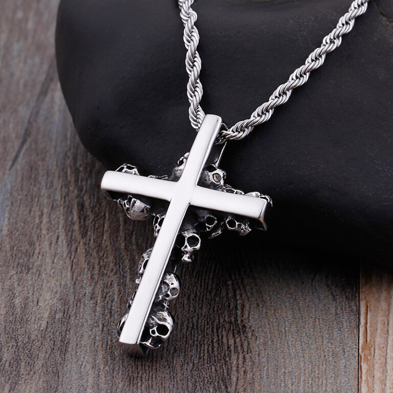 Newest Gothic Skull Jesus Cross Pendants Necklaces For Men Stainless Steel Chain Necklace Punk Religious Jewellery Wholesale – Bild 2