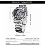 Forsining Skeleton Mechanische Armbanduhr Herren Design Automatikuhr Wasserdicht Business Style Uhren Silber – Bild 5