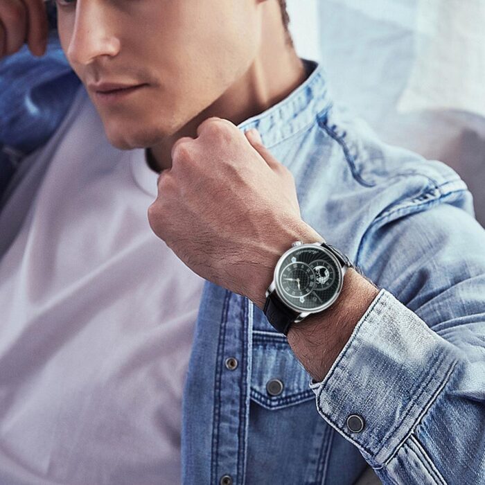 Automatikuhr für Herren Mechanische Armbanduhren Luxusuhren Mens Lederband Leuchtuhr – Bild 5