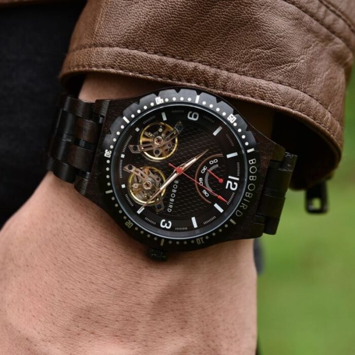 BOBO BIRD Herren mechanische Holzuhren Uhrwerk Business Luxus automatische Armbanduhren für Herren tolle Geschenkbox – Bild 3
