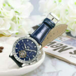 FORSINING Herrenuhren Luxus Automatische Mode Blau Echtes Lederband Display Kalender Armbanduhr – Bild 3