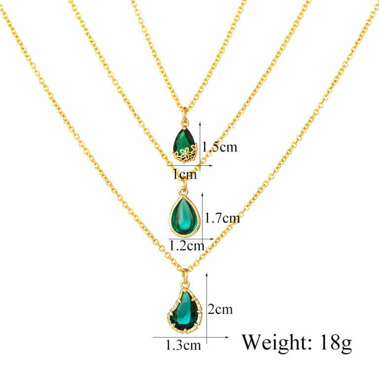 Romantic Sweet Lovely Dark Green Water Drip Drop Clear Stone Pendant Necklaces For Women Female Wedding Jewelry Accessories – Bild 6