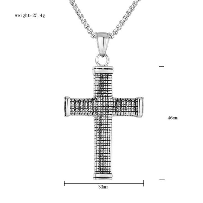 Punk Vintage Large Cross Pendant Unique Stainless Steel Christian Necklace For Men Hip Hop Rock Biker Amulet Jewelry Gift – Bild 6