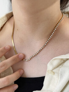 Schlangenkette Tenniskette Halskette für Frauen Gold Edelstahl Schmuck – Bild 5