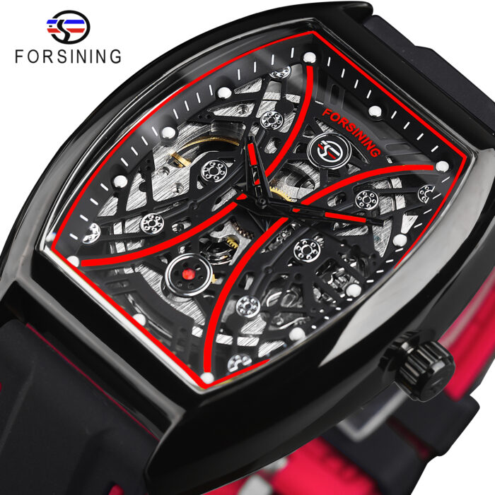 2085482854-1.jpg Forsining Mode Mann Luxus Rot Design Wasserdichte Automatische Mechanische Skeleton Uhren Leucht Mit Silikon Strap – Bild 1