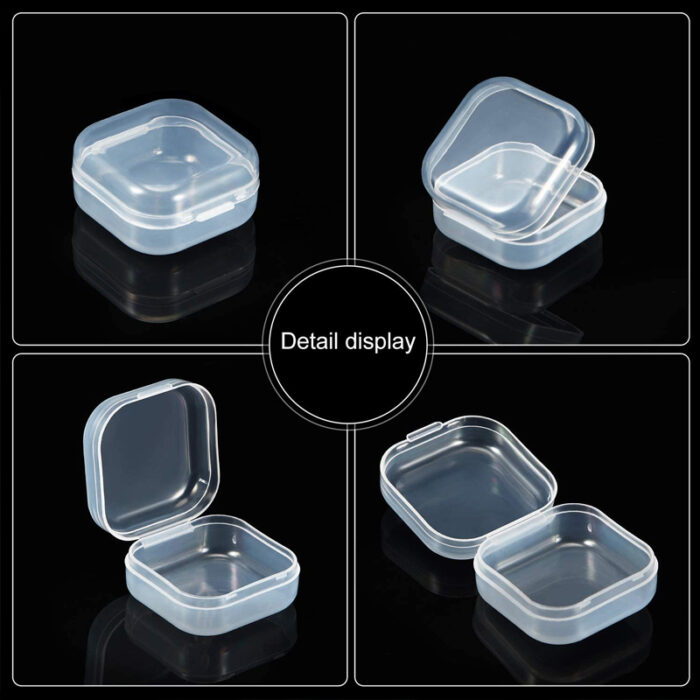 100 Stücke Kleine Boxen Quadratische Transparente Kunststoffbox Schmuck Aufbewahrungskoffer Finishing Container Verpackung Aufbewahrungsbox für Ohrringe – Bild 6