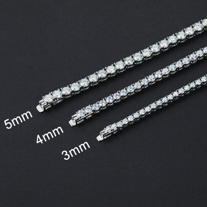 Armband Tennis Band Chain Moissanite besetzt aus 925 Sterling Silber für Hochzeit Verlobungsfeier Schmuck Armbänder für Frauen – Bild 3