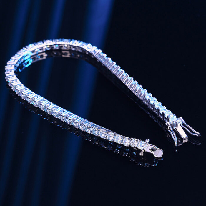 Armband Tennis Band Chain Moissanite besetzt aus 925 Sterling Silber für Hochzeit Verlobungsfeier Schmuck Armbänder für Frauen – Bild 2