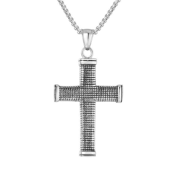 Punk Vintage Large Cross Pendant Unique Stainless Steel Christian Necklace For Men Hip Hop Rock Biker Amulet Jewelry Gift – Bild 5