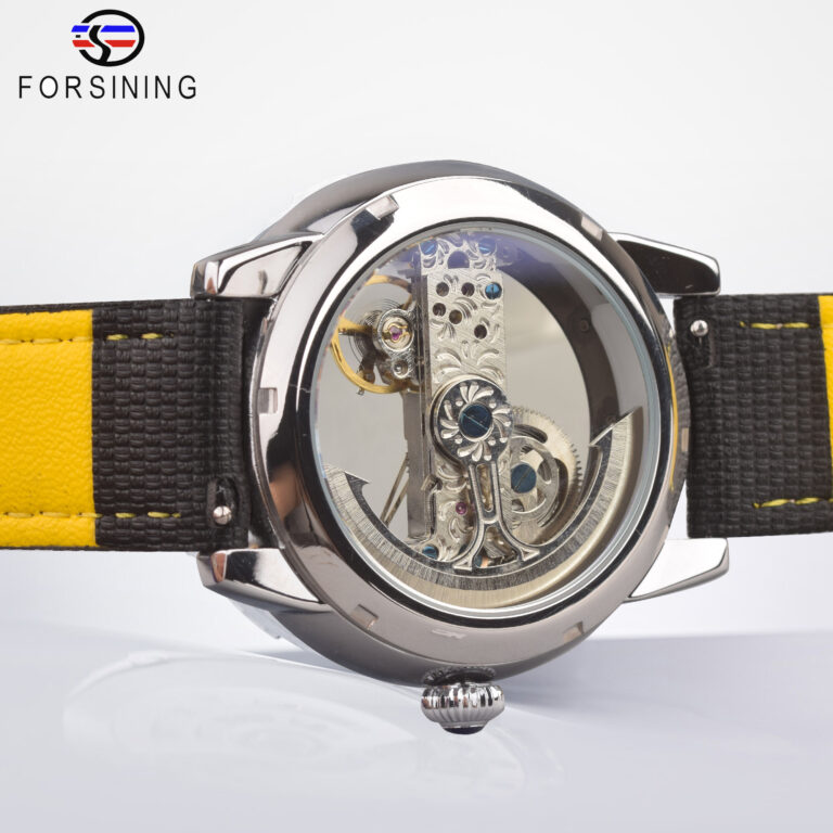 FORSINING Marke Automatik Silber Leuchtend Selbstaufzug Skeleton Design Luxus Herren Lederuhren Stahl Mechanische Uhren – Bild 5