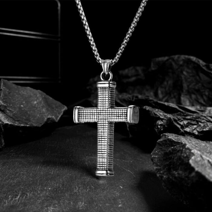 Punk Vintage Large Cross Pendant Unique Stainless Steel Christian Necklace For Men Hip Hop Rock Biker Amulet Jewelry Gift – Bild 2