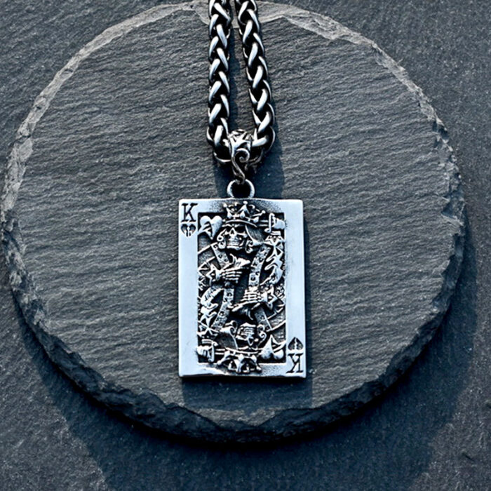Hip Hop King Solomon Poker Pendant Necklace for Men Vintage Stainless Steel King of Spades Pendant Punk Gambler Lucky Jewelry – Bild 6