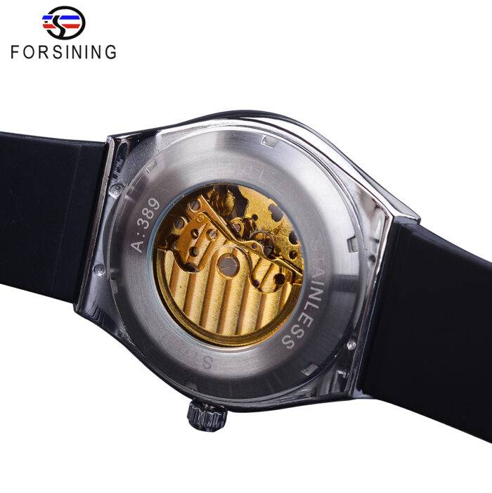 Forsining Lässige wasserdichte Silikonband Männer automatische mechanische Skeleton Schwungrad Mondphase Business Watch Relojes Hombre – Bild 6